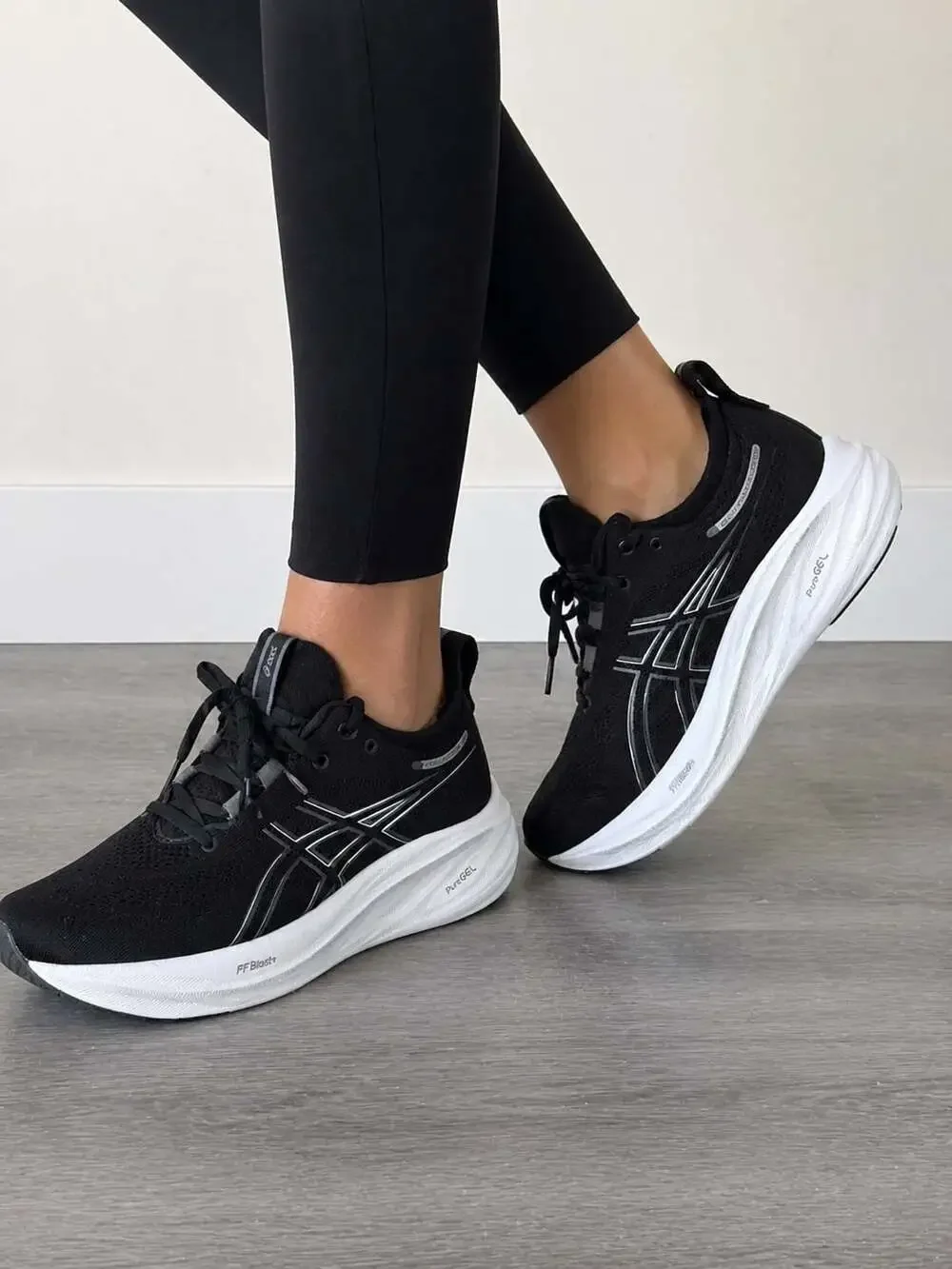 Asics Black and White Men's Athletic Running Sneakers